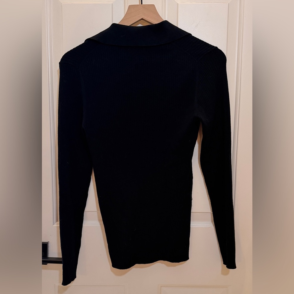 Daily Ritual Black Ribbed Collared Cardigan - Picture 4 of 4